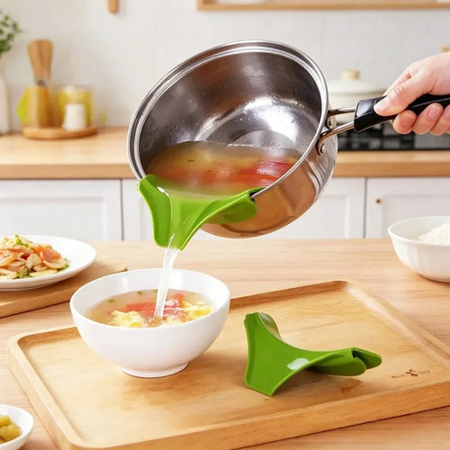 1 Funnel Anti-overflow Silicone Creative Clip-on Filter Pot Bowls Qme