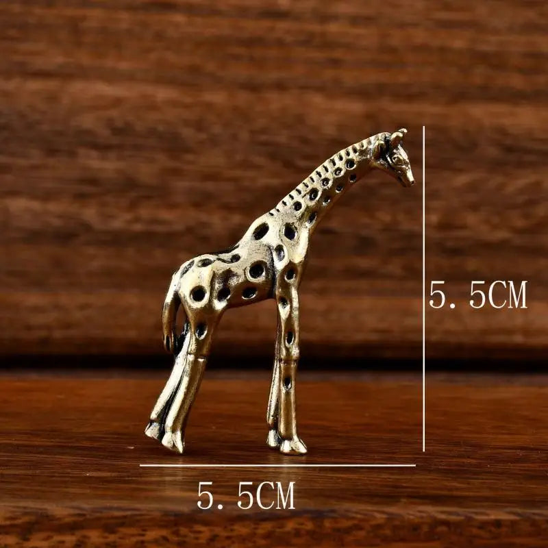 Miniature Statue Home Decor Vintage Brass Giraffe Ornament Office Qme