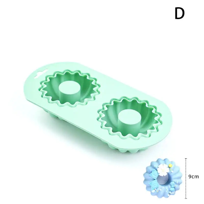 2 Cavity Heart Round Lace Grooved Baking Mousse Cake Pudding Dessert Qme D