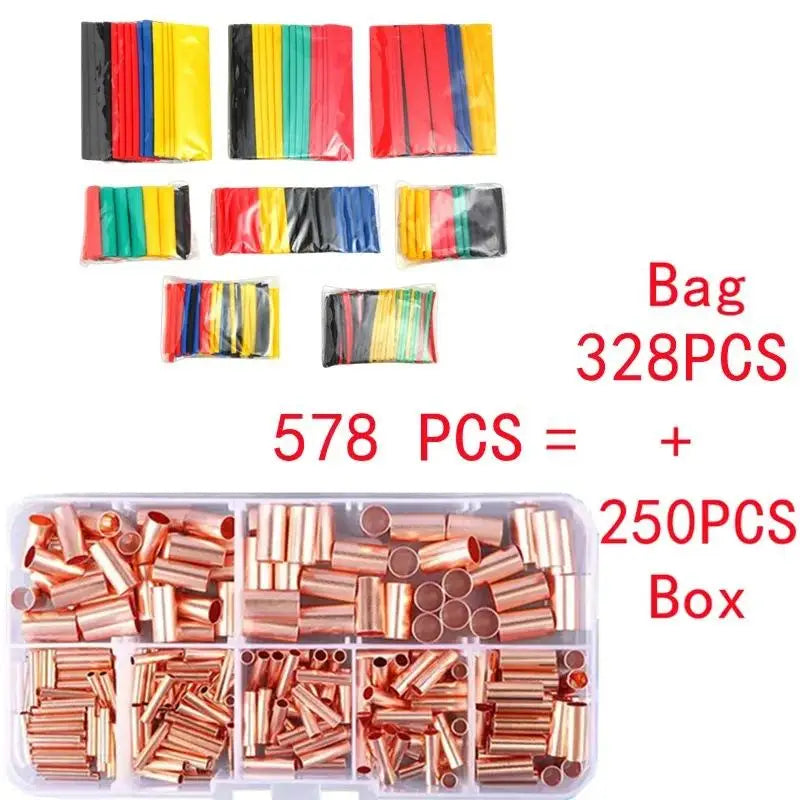 125 250 414 Non Insulated Electrical Butt Terminal Assortment Wire Qme 578PCS