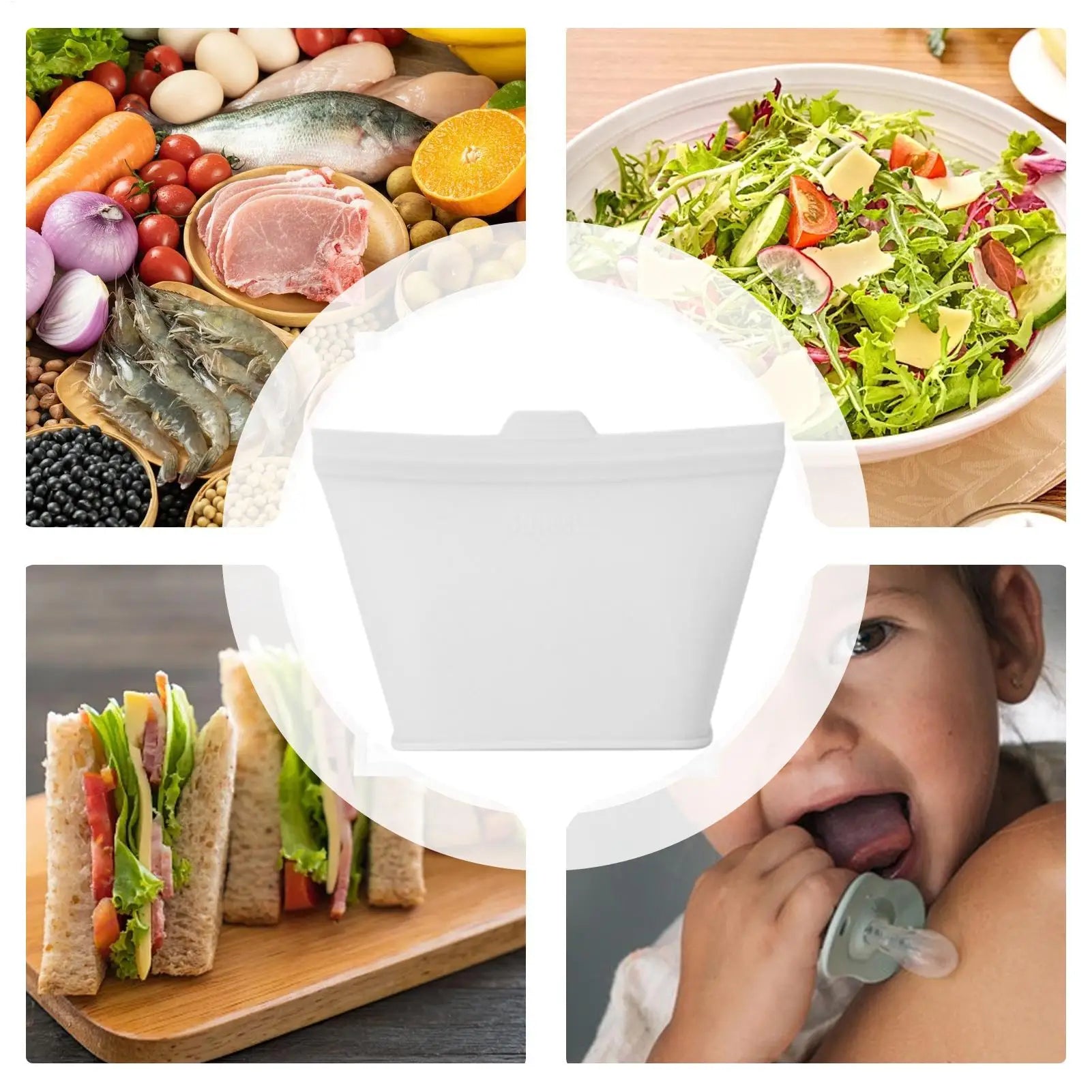 Reusable Food Storage Bags Silicone Heat-resistant Freezer Fruit Qme