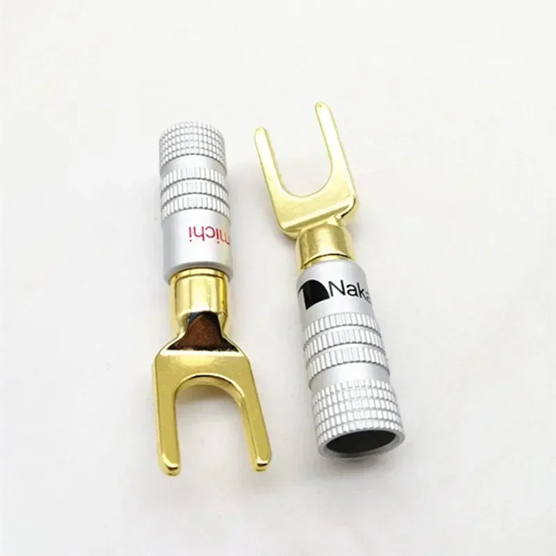 5pcs Speaker Cable Connector Transmission Middle Fine Copper Gold - Plated Horn Wire Banana Head, Banana Plug Y - Plug/U - Plug Qme