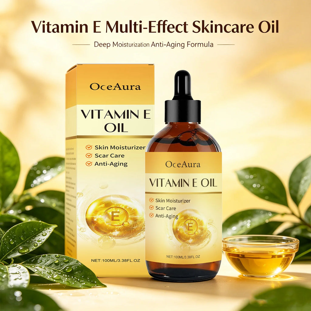 OceAura Vitamin E Oil Deep Moisturizing Fine Line Reducing Scar Repairing Hair Luster Boosting Multi Purpose Essential Oil 100mL Qme