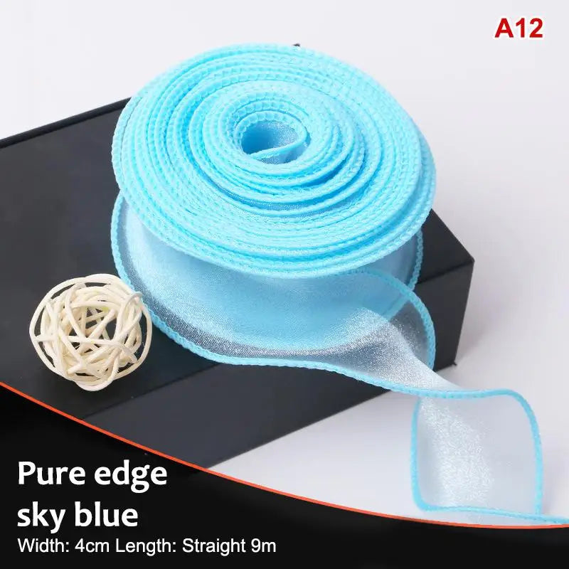 10Yards Organza Solid Ribbon Wavy Edge Flower Bouquet Gifts Packaging