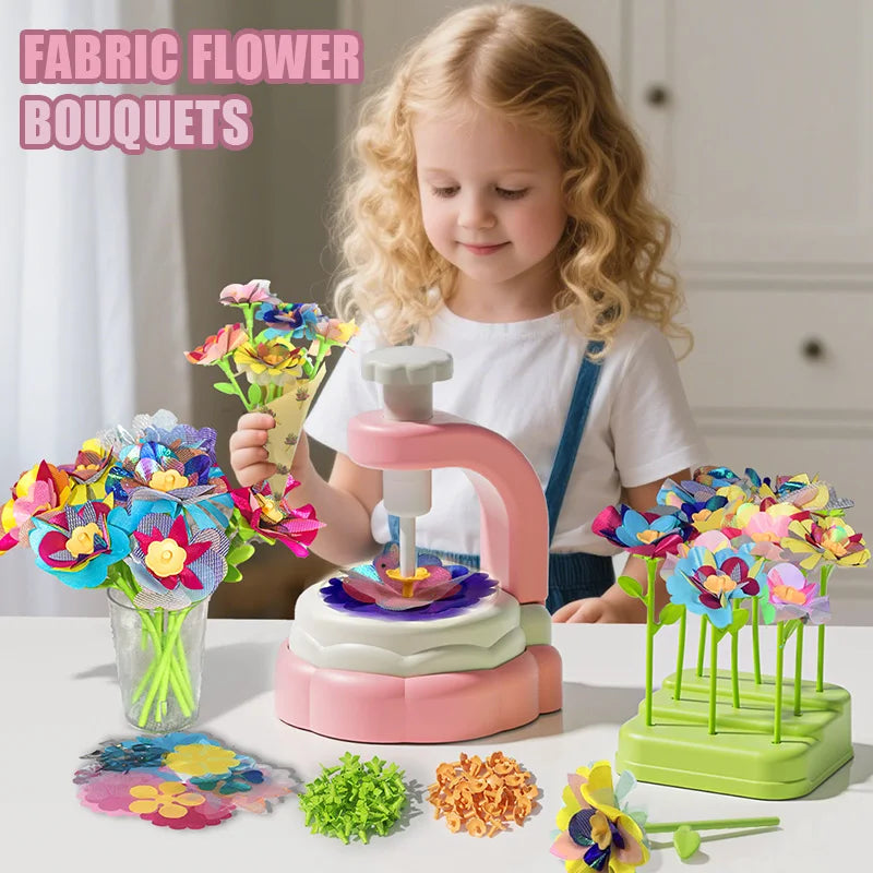 Fabric Flower Bouquets Toys DIY Craft Kits Toys for Kids Handmade Flowers Market Toy Girls Christmas Birthday Gift Qme