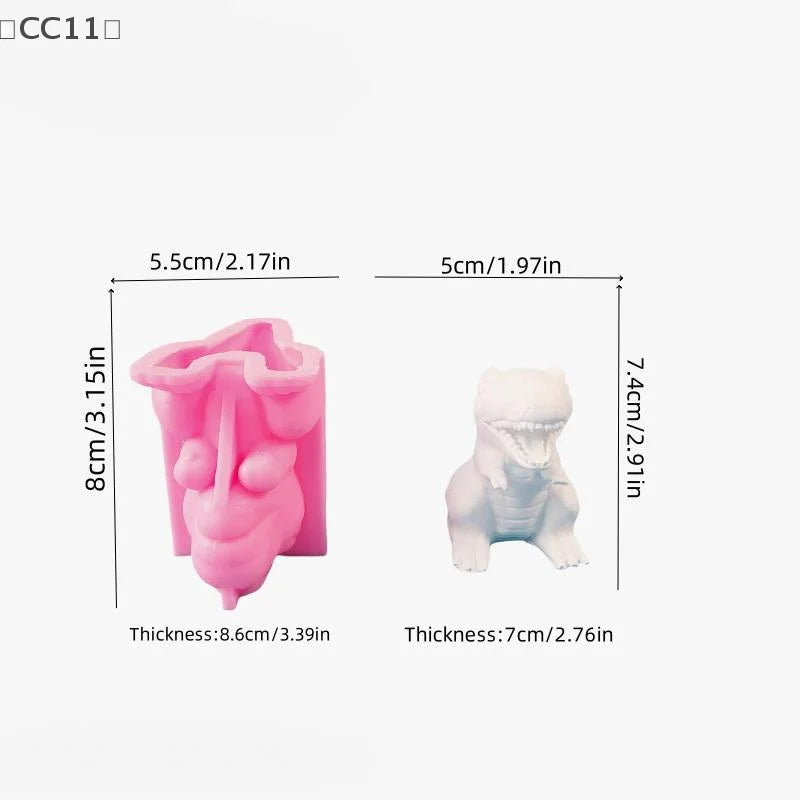 CC11 Dinosaur Candle Mold DIY Plaster Desktop Ornament Silicone Qme