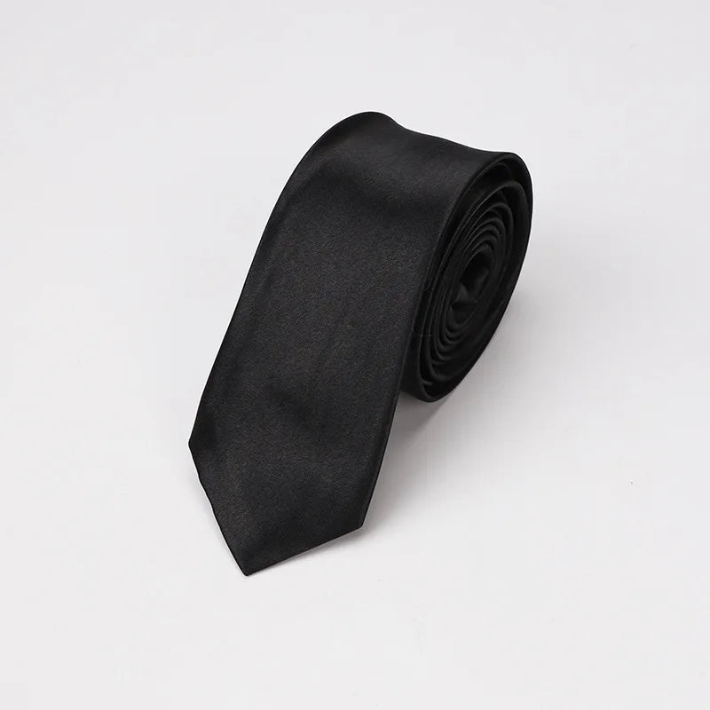 Men Tie Silk Polyester Necktie Classic Formal Solid Plain Pink Black Qme st-19