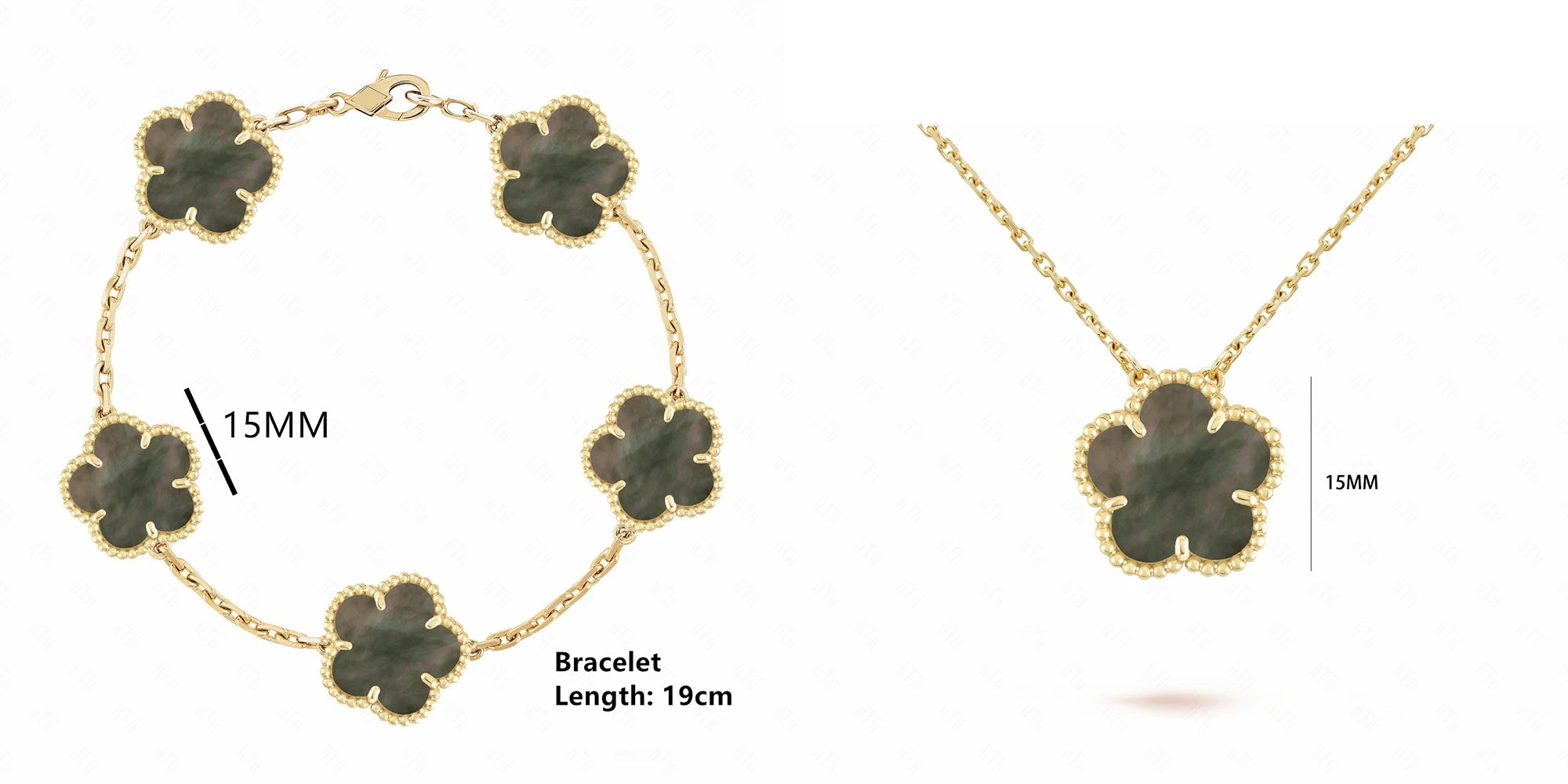 INS Selling Natural Stone Five Leaf Flower Bracelet Necklace Jewelry