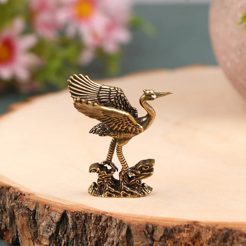 Living Room Decorations Crafts Accessories Brass Crane Figurines Qme