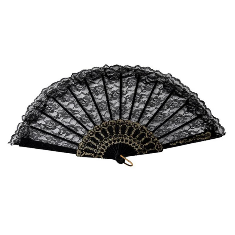 Japanese Pattern Art Craft Decor Vintage Lace Folding Fan Chinese Qme
