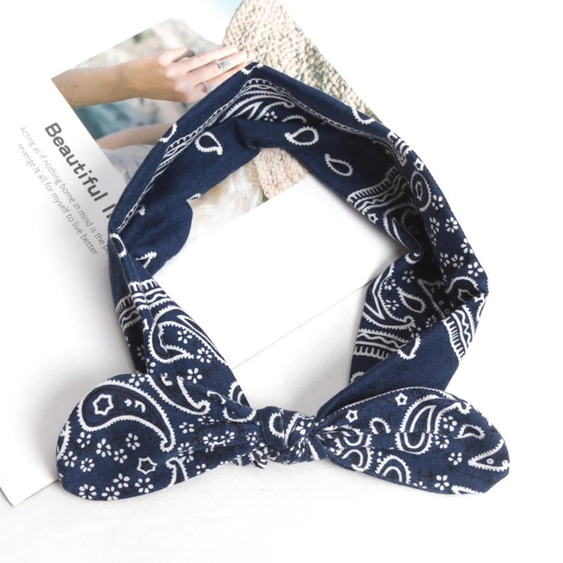 Women Elastic Soft Headbands Vintage Hairbands Workout Yoga Headband Girls Makeup Band for Face Washing Hair Bands Accessories Qme Navy Blue