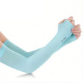 1 Pair Ice Silk Sun Protection Arm Covers Unisex Elbow Cover Outdoor Cycling Running Fishing Driving Cool Anti-UV Arm Sleeves Qme blue