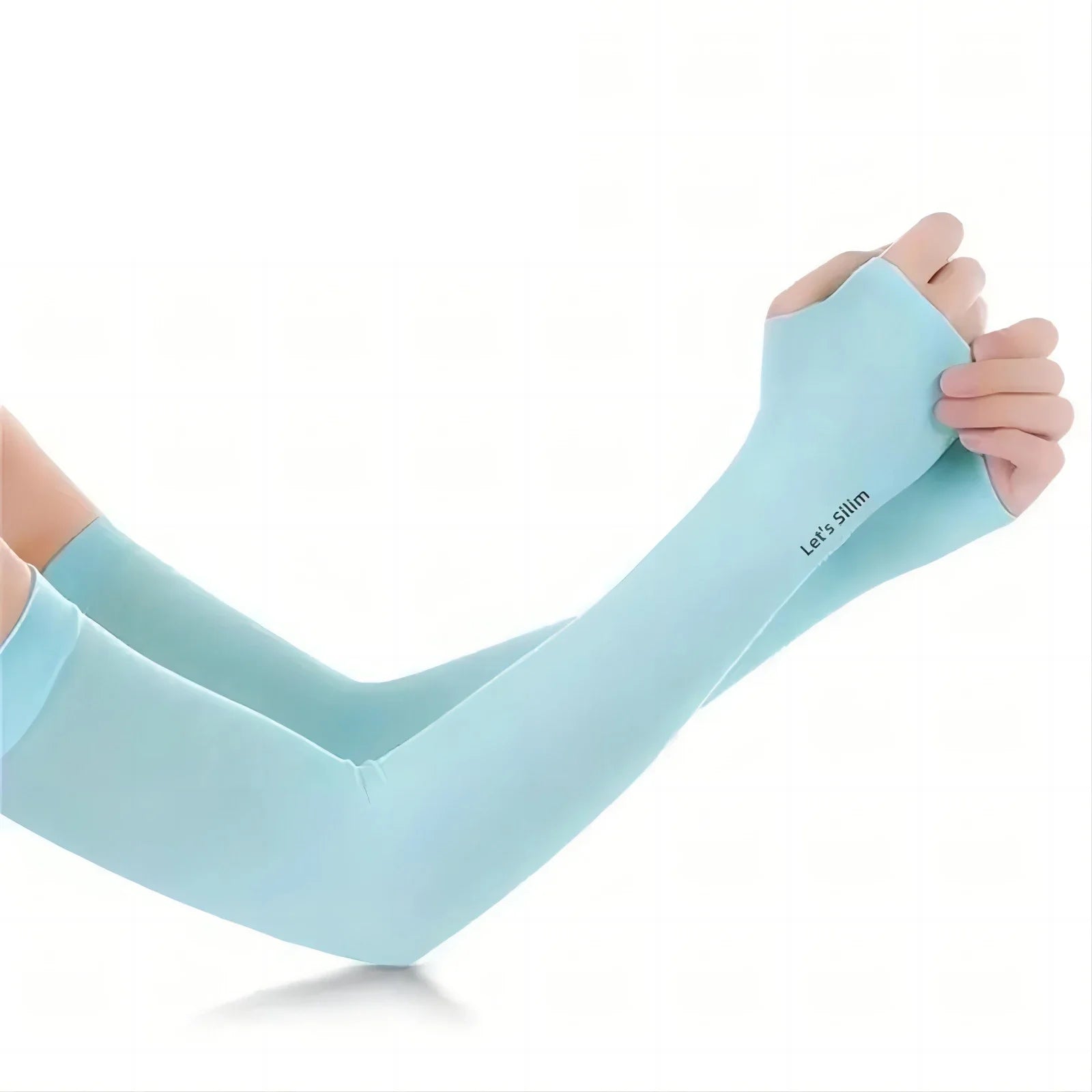 1 Pair Ice Silk Sun Protection Arm Covers Unisex Elbow Cover Outdoor Cycling Running Fishing Driving Cool Anti-UV Arm Sleeves Qme blue