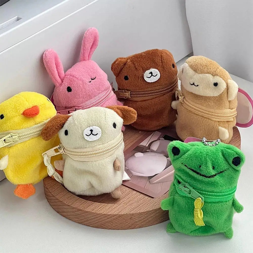 Keychain Bag Plush Coin Purse Charm Cartoon Doll Protective Case Qme