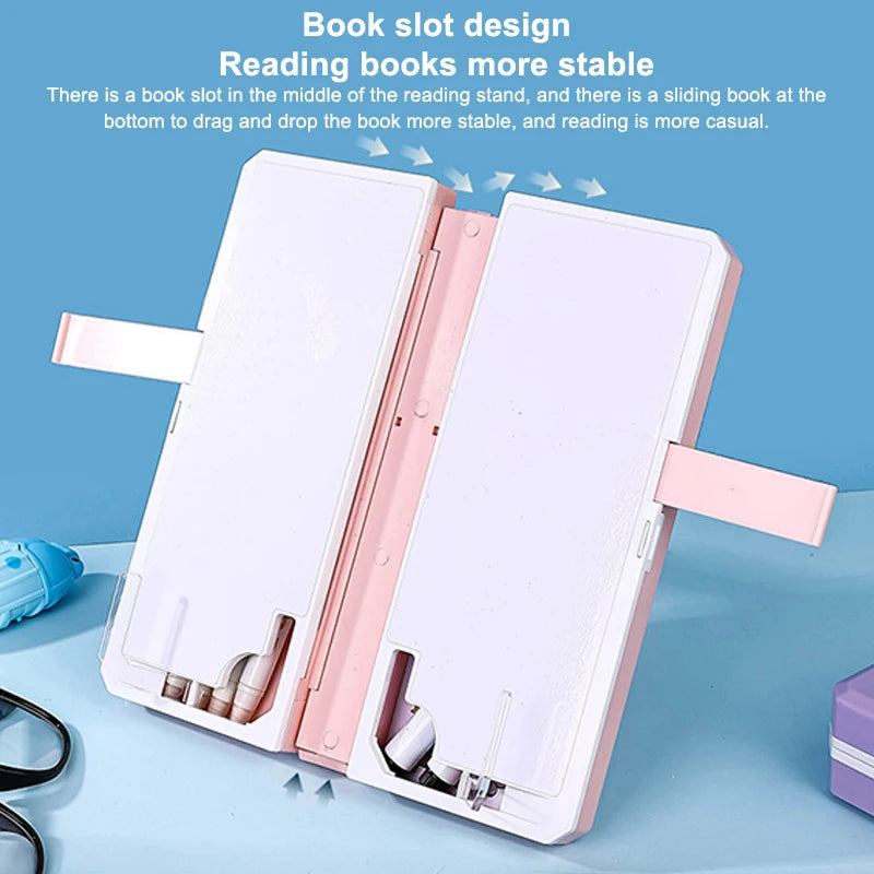 1 Foldable Reading Bookshelf Multi-function Pen Case Pencil Box Qme