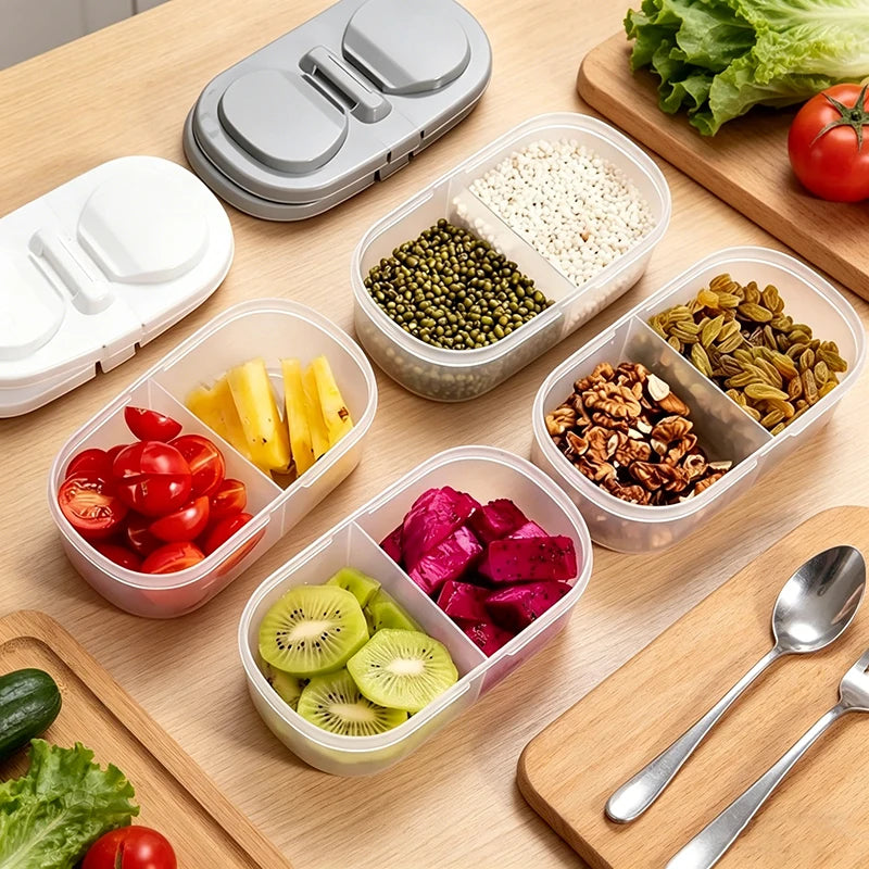 Double-compartment Airtight Food Storage Container Lid Plastic Flip Qme