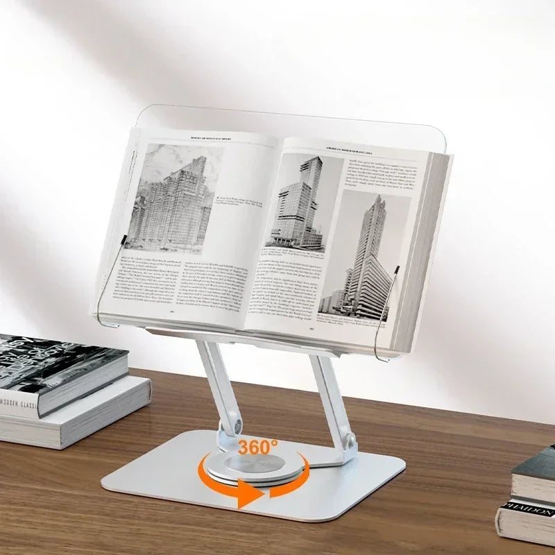Tablet Laptop 360° Rotate Reading Rack Aluminum Alloy Acrylic Panel Bracket Heightening Holder Folding Lifting Reading Bookshelf Qme