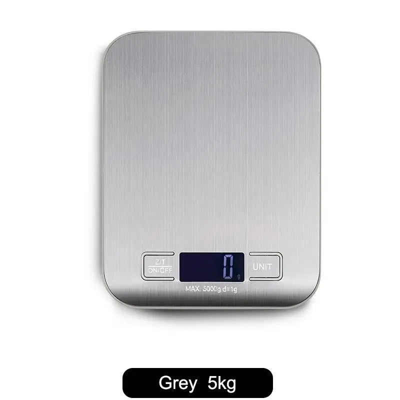 Digital Kitchen Scale LED Display Stainless Steel Panel Electronic Qme 5kg grey