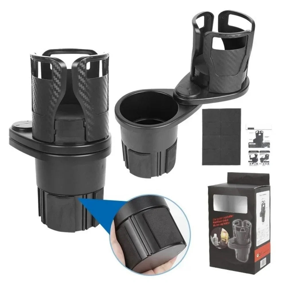 2 in 1 Car Cup Holder Expander Retractable Universal Beverage Cup Holder 360 Degree Rotating Non-Slip Adjustable Dual Cup Holder Qme