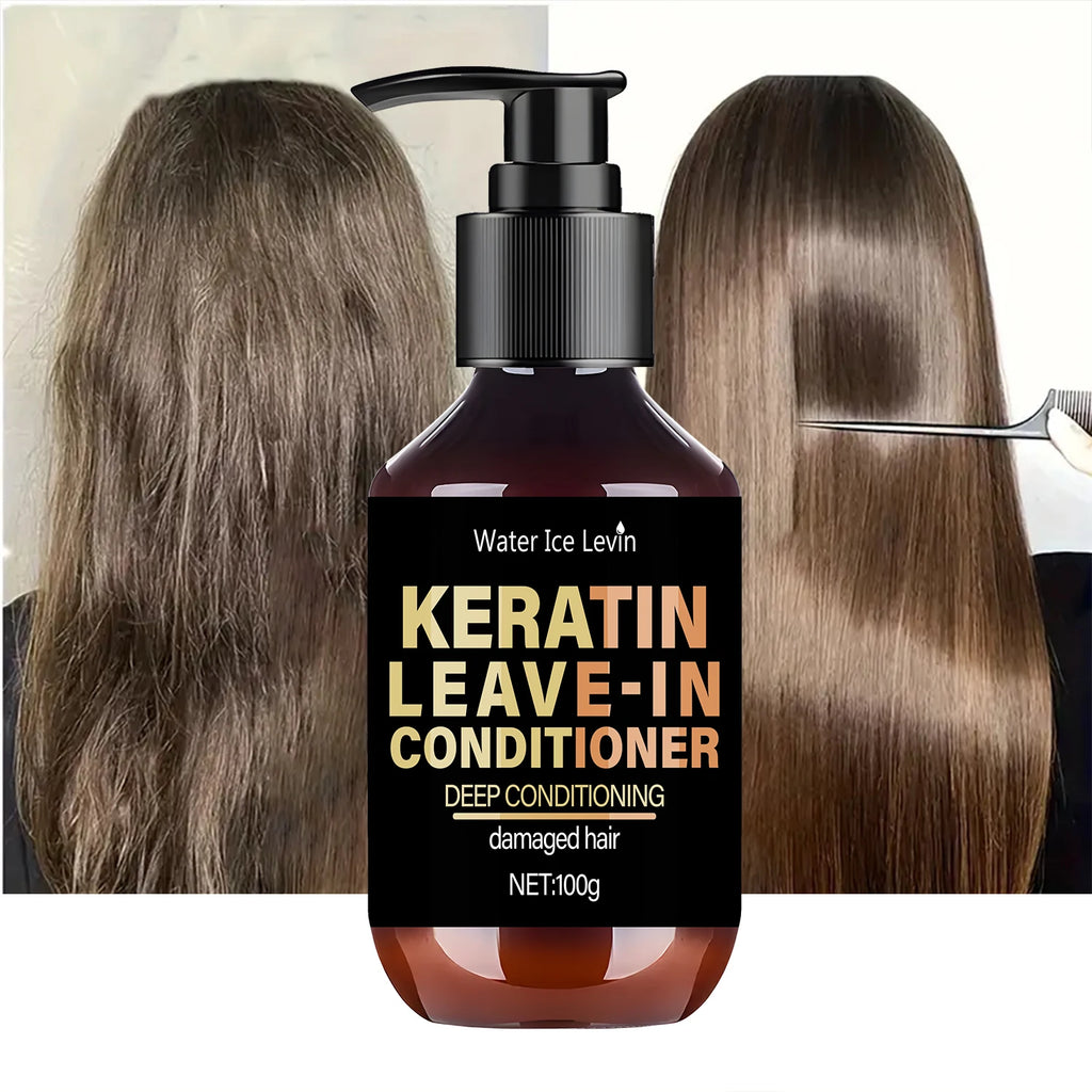 Keratin Leave-In Conditioner with Biotin & Collagen - Repairs Damaged Hair for Deep Moisture, Softness & Shine, Hair Treatment. Qme