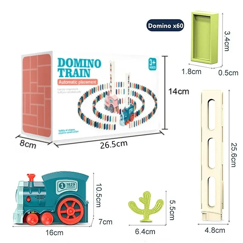 Domino Train for Kid Automatic Electric Laying Car Colorful Dominoes Set Educational Toys Blocks Birthday Gifts Boy Girls Child Qme Blue