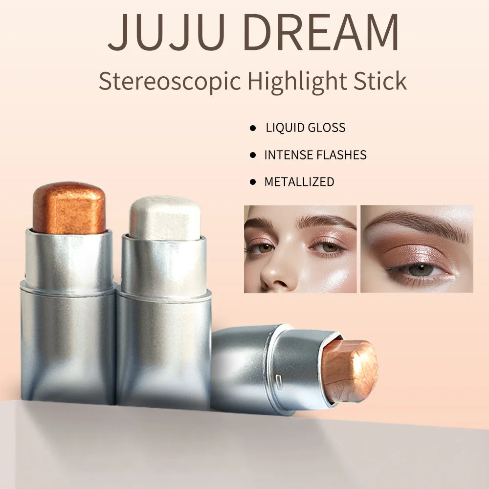 Glowy Highlighter Stick Shimmer Finish Waterproof Long-lasting Easy Qme