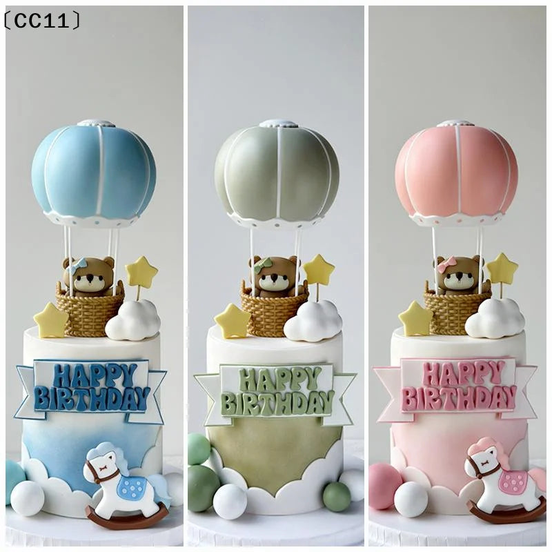 Blue Pink Air Balloon Cake Topper Gender Reveal Party Decoration Kids Qme