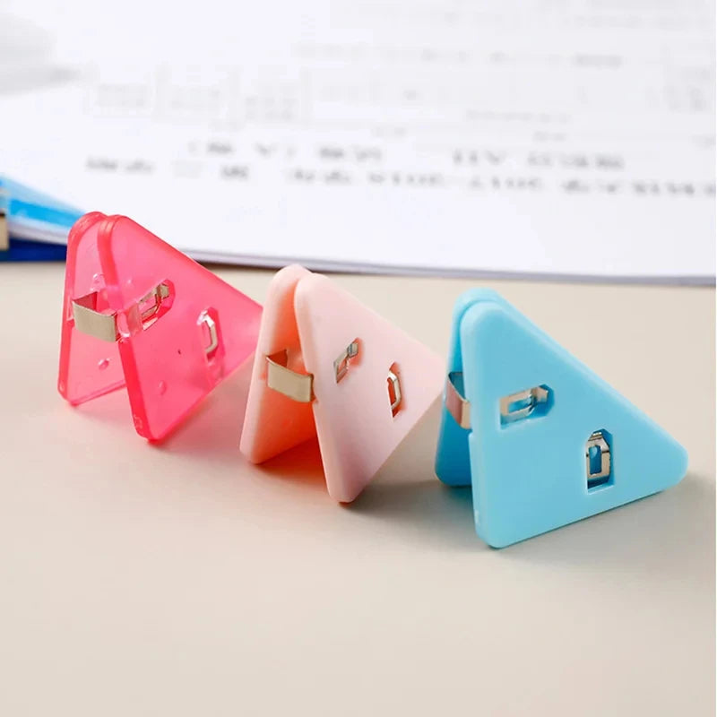 20Pcs Creative Triangle Clips Bill Clip Book Paper Corner Binder Clip for Desk Storage Shelf Office Stationery Desktop Organizer Qme
