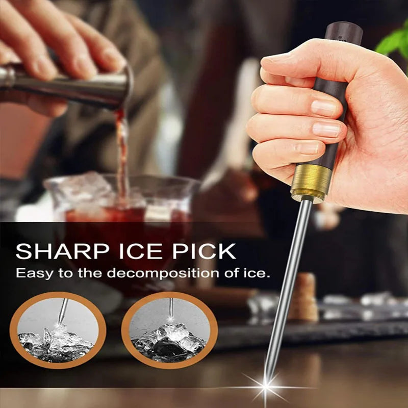2pcs Ice Pick, Used for Ice Breaking, Stainless Steel Ice Pick with Ebony Handle and Safety Cover, Multifunctional Ice Pick Qme