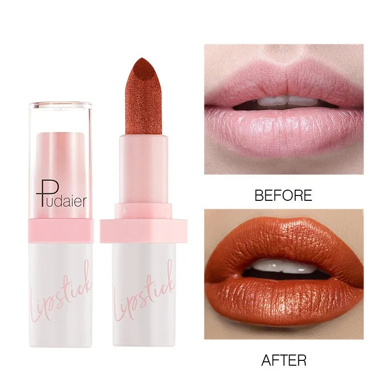 Shiny Pearl Diamond Lipstick 10 Colors Metallic Matte Lip Gloss Long Lasting Waterproof Moisturising Lip Tint Beauty Cosmetic Qme