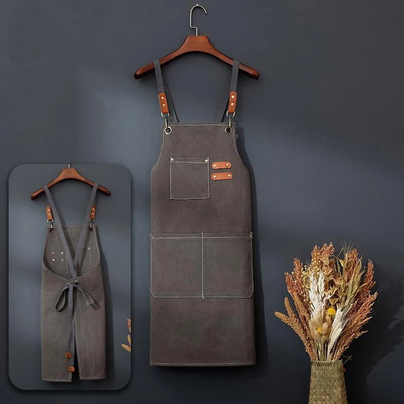 Household Canvas Apron Oil-proof Can Wipe Hands Kitchen Cooking Men Qme
