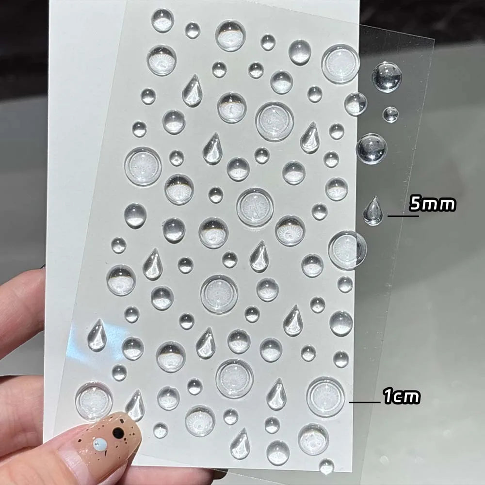 Multi Size Crystal Water Drop Stickers 3D Teardrop Clear Resin Glass Self Adhesive Makeup Tattoo Sticker for Party Stage Cosplay Qme