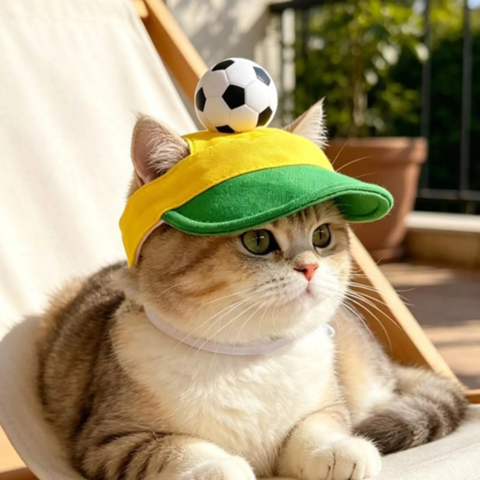 Cat Sun Hat Soccer Design Breathable Cat Visor With Ear Holes Small Dog Hat For Summer Outdoor Beach Park Hiking Walking Party Qme