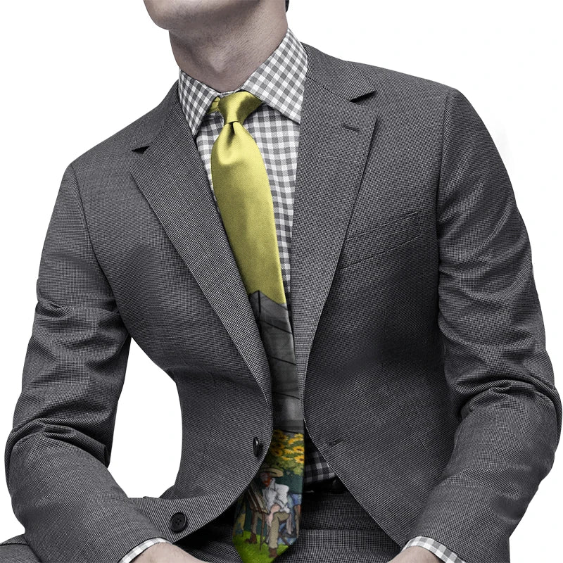 Classic Van Gogh Wide Fashion Oil Painting Tie Pastoral Sailing Print Qme