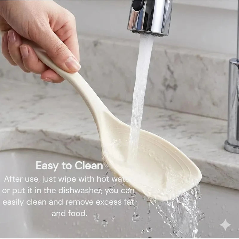 Multifunctional Silicone Spatula Spoon Comfortable Grip Non-slip Handle Cookware Mixing Spoon Silicone Tableware Spoon Qme