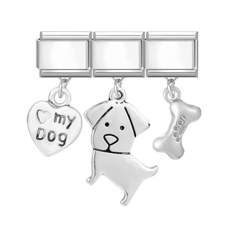 Fashion Pendant Series Lovely Dogs Cats Italian Charm Link Stainless