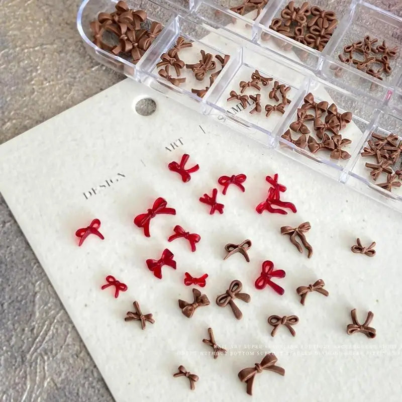 12 Grids Box Diy Manicure Decoration Supplies Accessories Bow Nail Qme