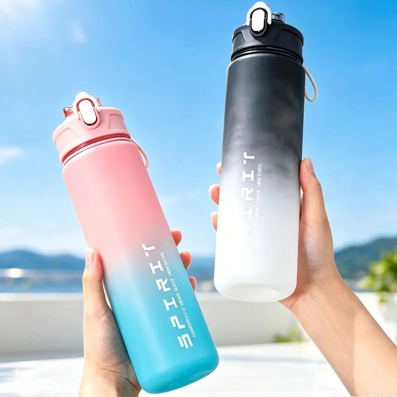 800ml Large Capacity Sports Water Bottle Leak Proof Colorful Plastic Cup Drinking Outdoor Travel Portable Gym Fitness Jugs Qme