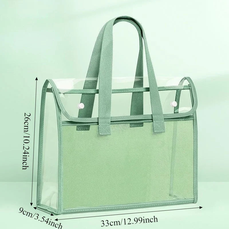 2pcs Large-capacity Transparent PP File Bag, Suitable for Stationery- Durable Portable File Box with Visible Content Design Qme