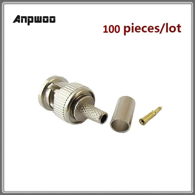 25-Piece BNC RG58 RG59 RG60 Male Plug Crimp Connectors for CCTV Camera Connect Anpwoo BNC Communication Converter sercurity IPC Qme