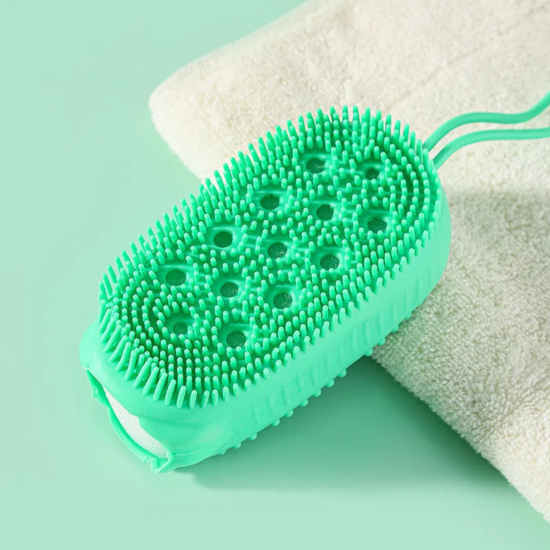 Silicone Shower Sponge Brush Wall Mounted Soap Bubble Bath Brush Double-Sided Massage Cleansing Brush Exfoliating Shower Sponge Qme green 1pcs China Mainland