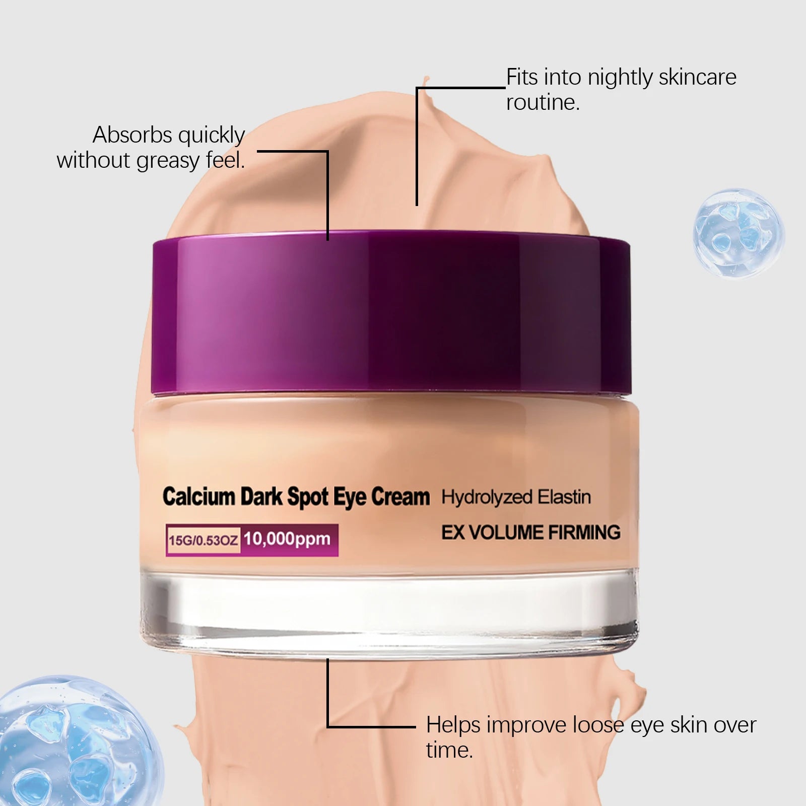 Calcium Dark Spot Eye Cream Collagen Boosting Wrinkle Smoothing Anti-Aging Firming Eye Cream for Wrinkles Puffiness Hydrating Qme