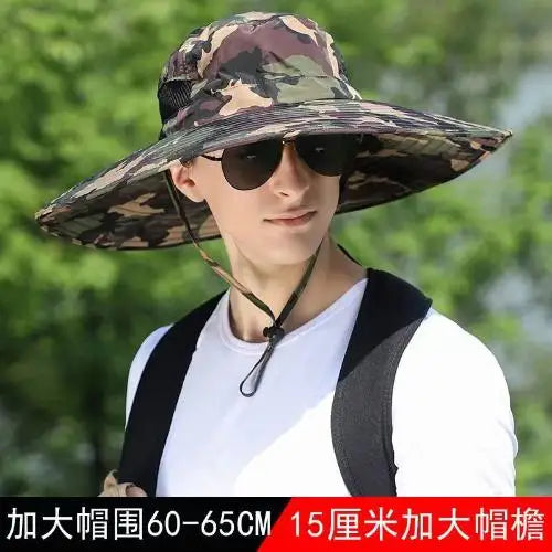 Big Head 60-65cm Circumference Large Number Hat Man Summer Outdoor Sun Hat Outdoor Fisherman Fishing Cap Cap Mountaineering Qme DGN circumference60-65cm
