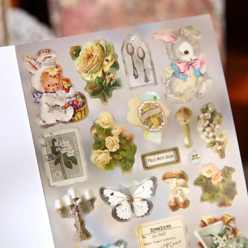 30/60 Pcs Retro Cartoon Die Cut Stickers Book Japanese Stationery for Scrapbooking Handmade Diary Decorative Journal Supplies Qme