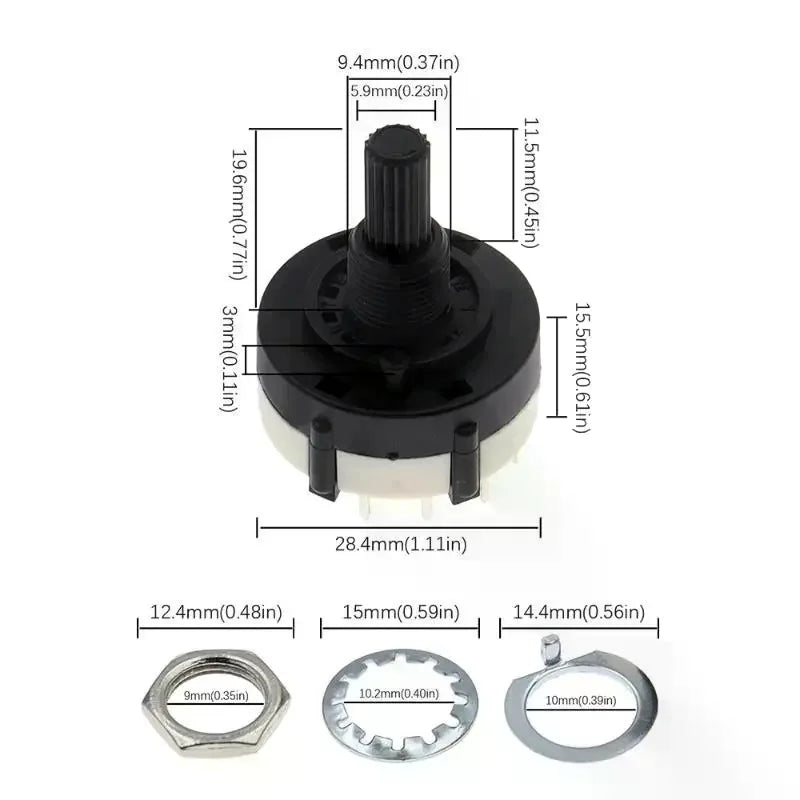 RS26 1/2/3/4 Pole Position 3/4/6/12 Selectable Band Rotary Channel Selector Switch Single Deck Rotary Switch Band Selector Qme