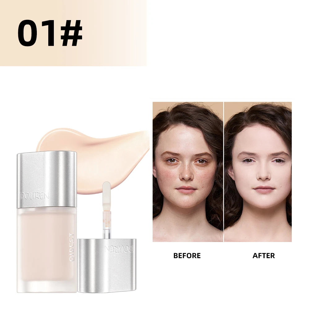 QIBEST 5ml Liquid Foundation Concealer Women Face Makeup Waterproof Oil-Control Concealer Base Cream Cover Dark Circles Cosmetic Qme 01