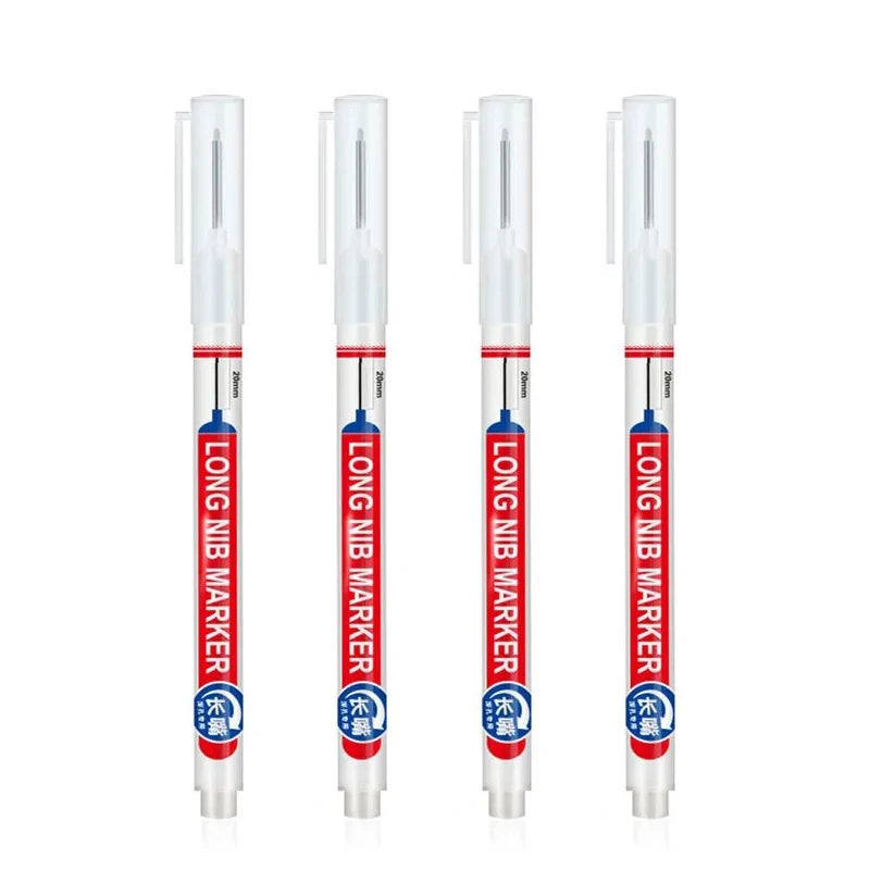 4Pcs/Set 20mm Deep Hole Long Nib Head Markers For Metal Perforating Pen Waterproof Bathroom Woodworking Decoration Multi-Purpose Qme 4 white