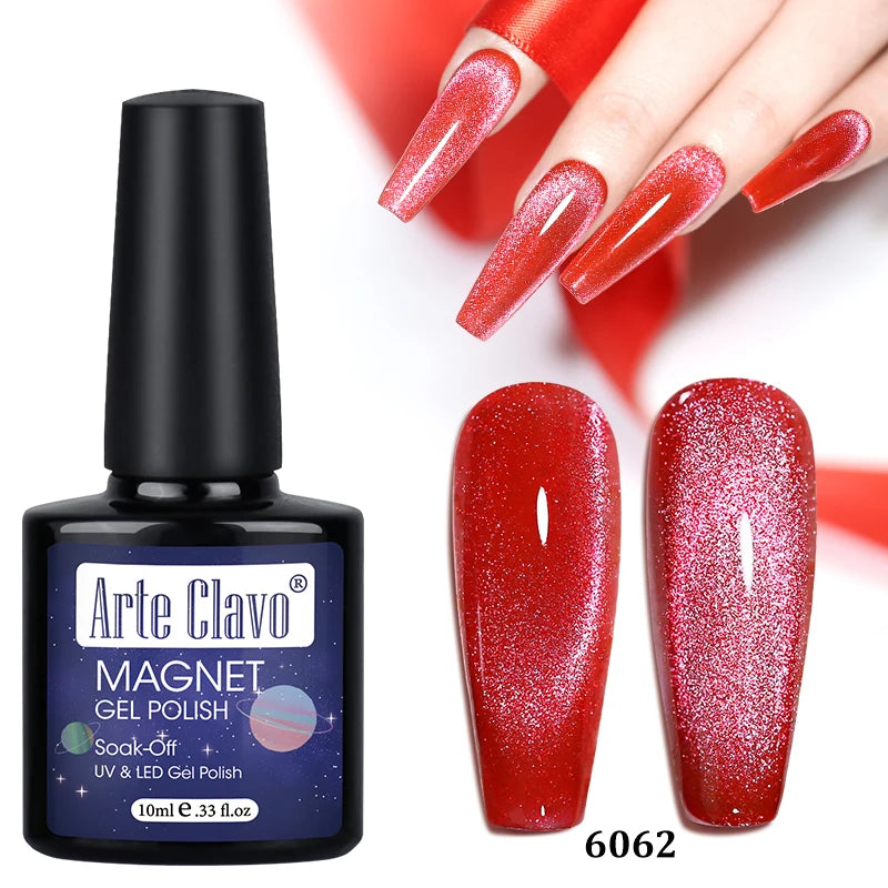 DIY Design Cat Eye Nail Art Magnet Heart Rabbit Striped Tool Red Qme 6062
