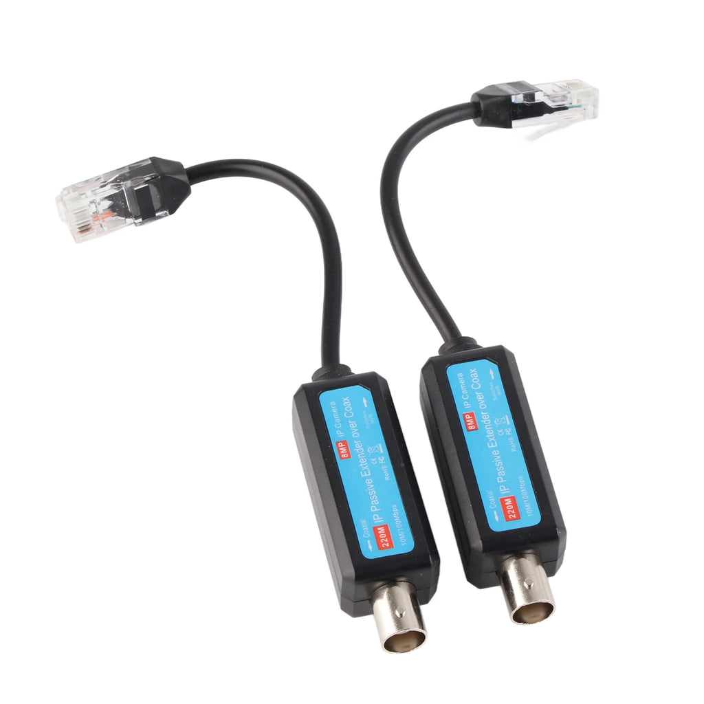 1Pair 10/100Mbps 1CH Passive IP Network Coaxial Transmitter Receiver Extender over Coax Stable Transmission for IP NVR Camera Qme 1Pair