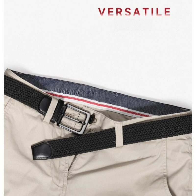 Men's Premium Golf Business Belt Stretch Woven Design Adjustable Pin Qme